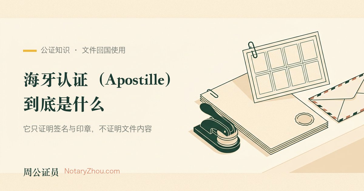 插图：一份文件旁附着一张只有空格子的单页证书，另有一枚圆形钢印压印器和一个准备寄往海外的航空信封