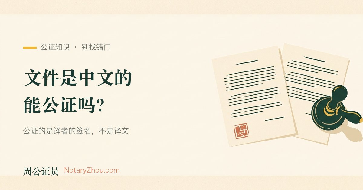 插图：两份并排摊开的文件，正文以抽象横线表示，左侧一枚红色方印，旁边立着一枚公证钢印