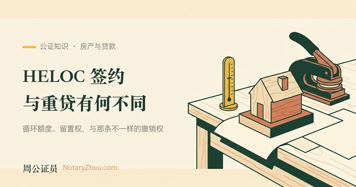 插图：一栋房子的剖面旁立着一支可反复开合的信用额度标尺，旁边放着公证钢印与一份撤销权通知书